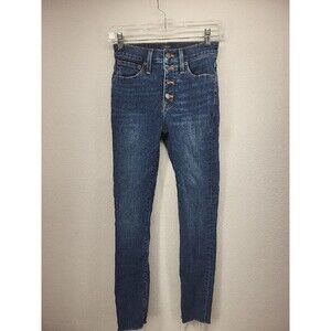 J Crew Womens Jeans Blue 24 High Rise Skinny Denim Stretch Button Fly Casual